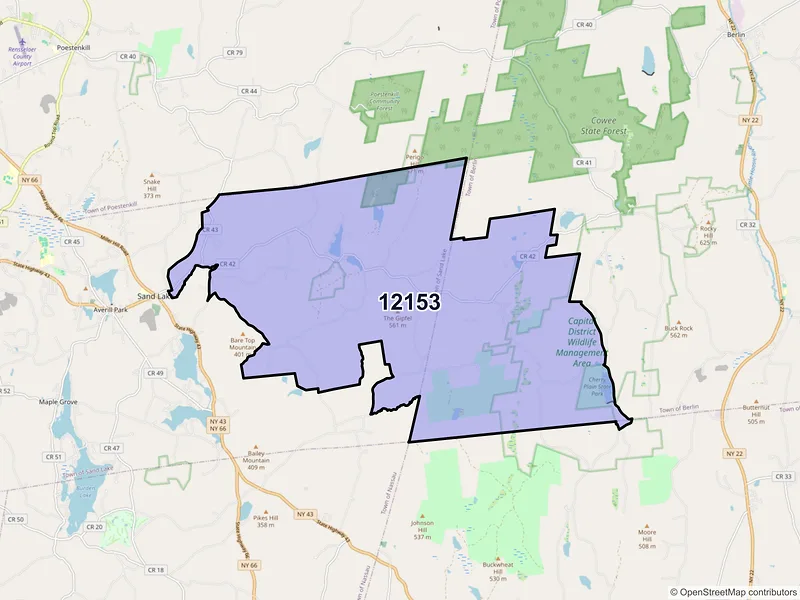 Map of ZIP Code 12153 — Sand Lake, NY