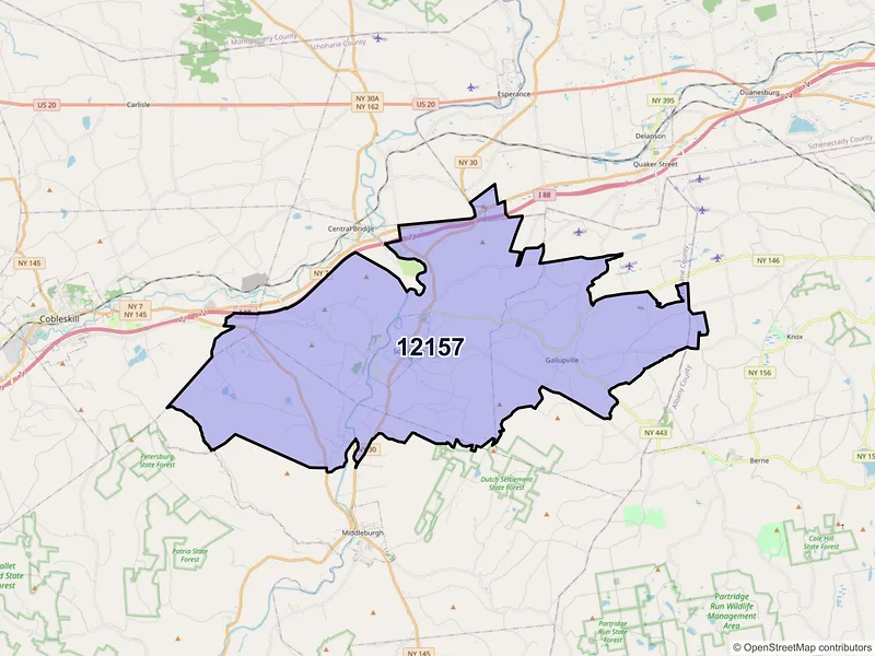 Map of ZIP Code 12157 — Schoharie, NY