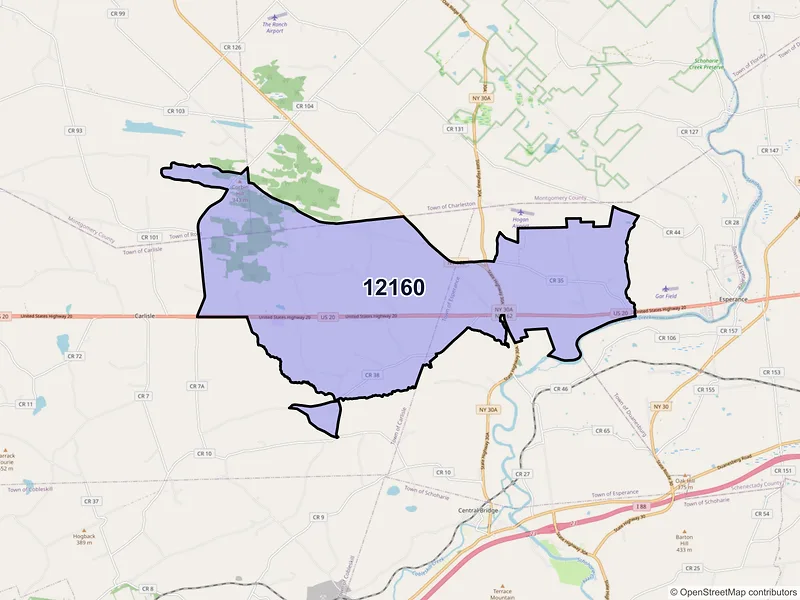Map of Sloansville, New York and ZIP codes