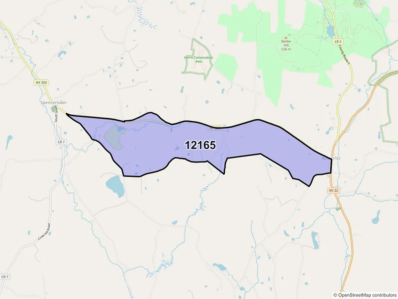 Map of ZIP Code 12165 — Spencertown, NY