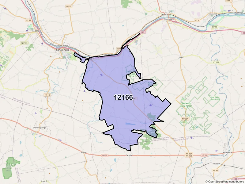 Map of ZIP Code 12166 — Sprakers, NY