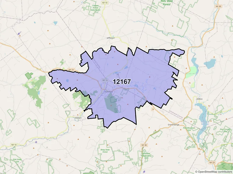 Map of ZIP Code 12167 — Stamford, NY