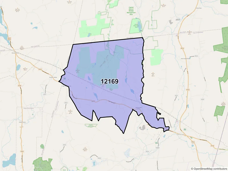 Map of ZIP Code 12169 — Stephentown, NY