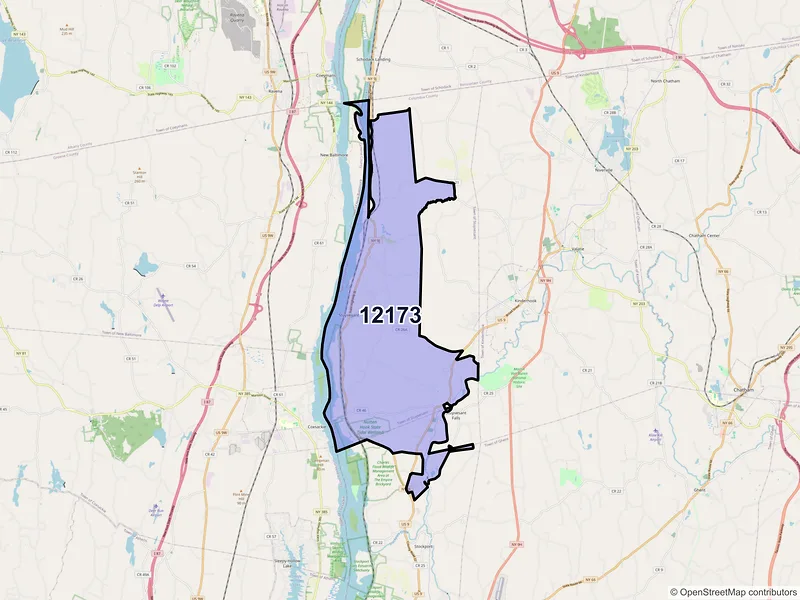 Map of ZIP Code 12173 — Stuyvesant, NY
