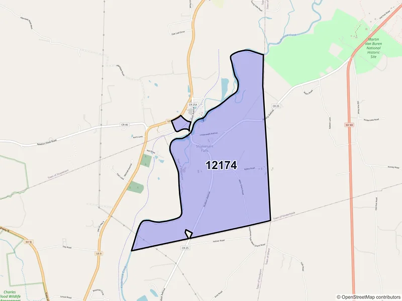 Map of Stuyvesant Falls, New York and ZIP codes
