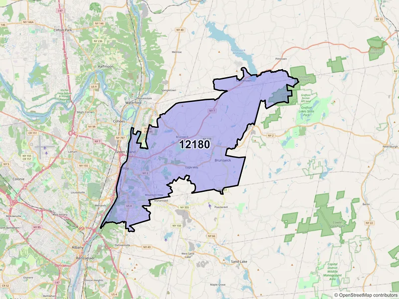 Map of ZIP Code 12180 — Troy, NY