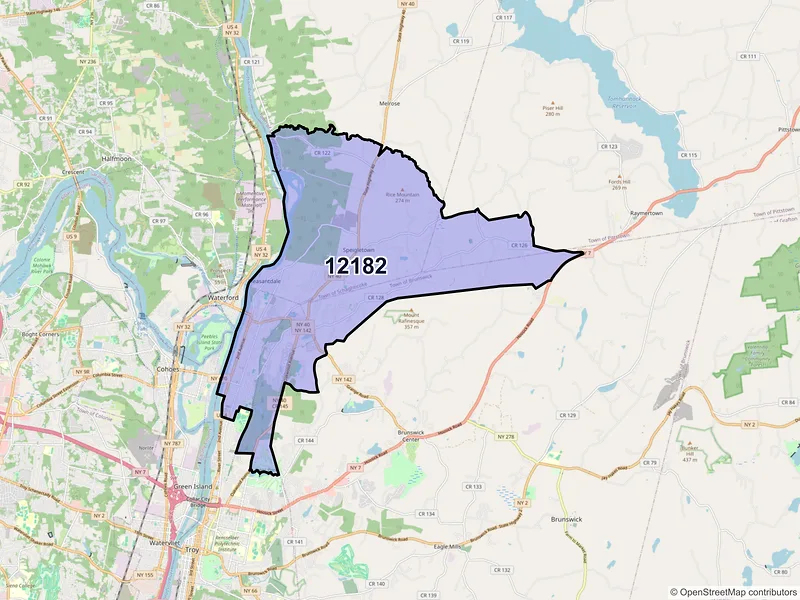 Map of ZIP Code 12182 — Troy, NY