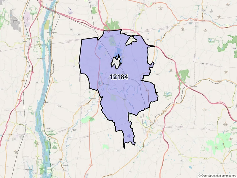 Map of Valatie, New York and ZIP codes