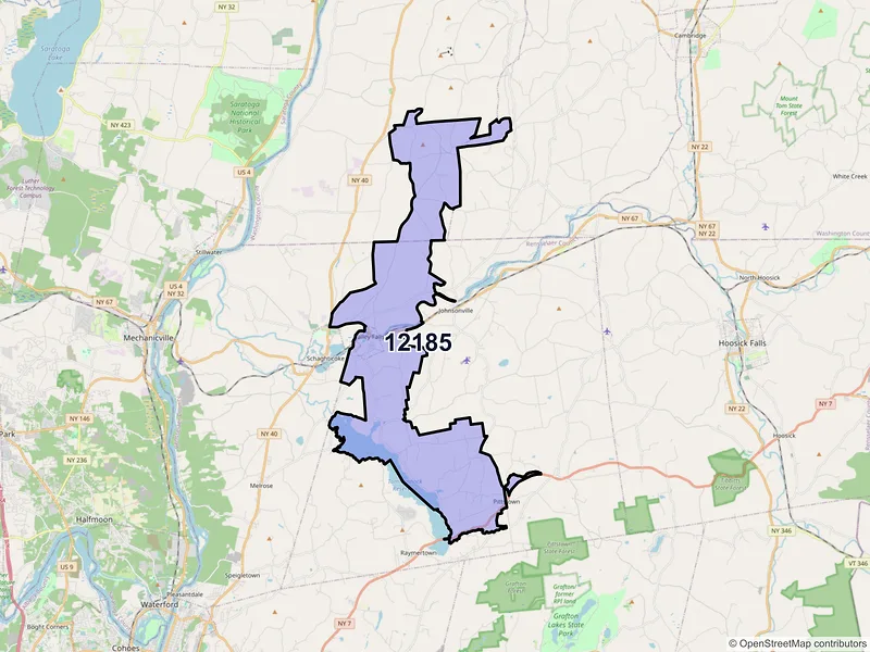 Map of ZIP Code 12185 — Valley Falls, NY