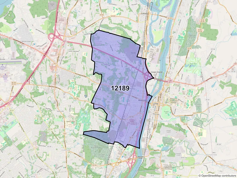 Map of ZIP Code 12189 — Watervliet, NY