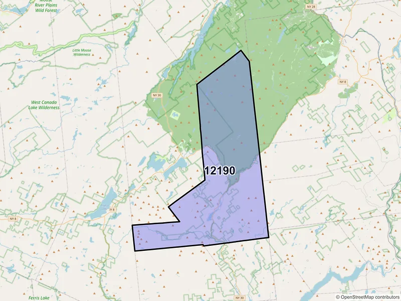 Map of Wells, New York and ZIP codes