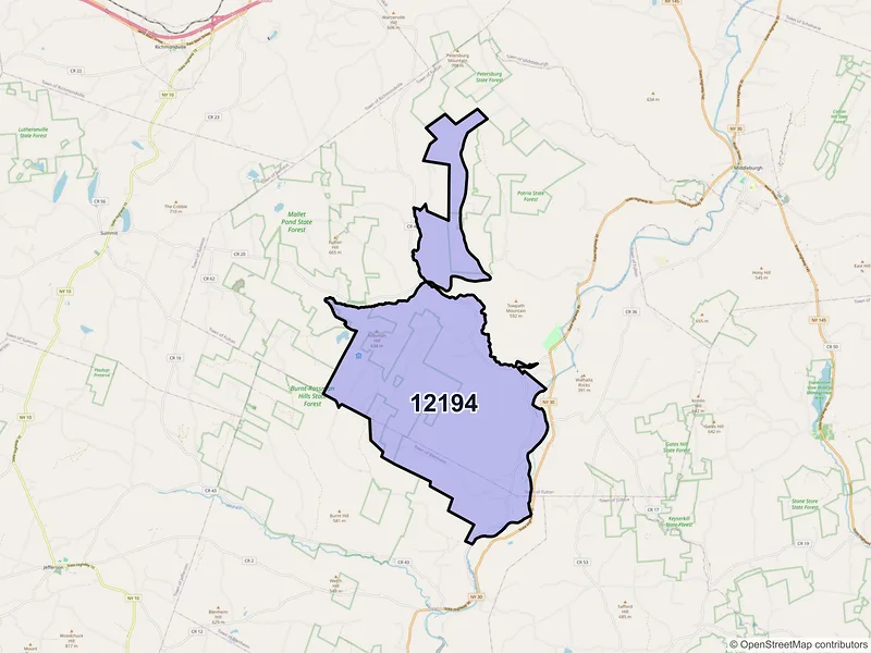 Map of ZIP Code 12194 — West Fulton, NY