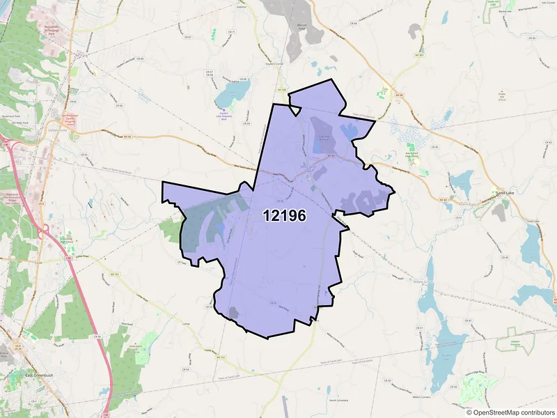Map of ZIP Code 12196 — West Sand Lake, NY