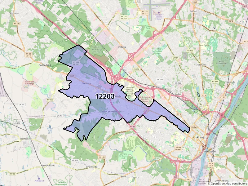 Map of ZIP Code 12203 — Albany, NY