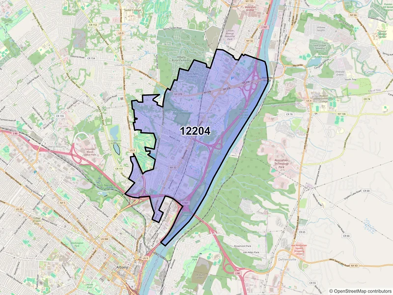 Map of ZIP Code 12204 — Albany, NY