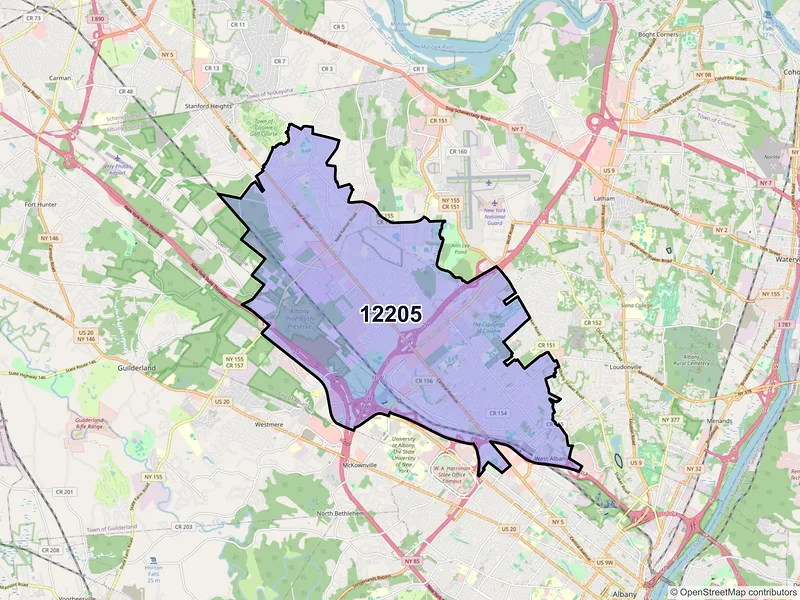 Map of ZIP Code 12205 — Albany, NY