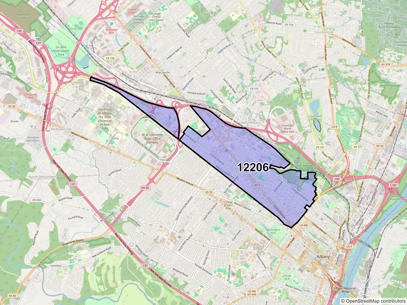 Map of ZIP Code 12206 — Albany, NY