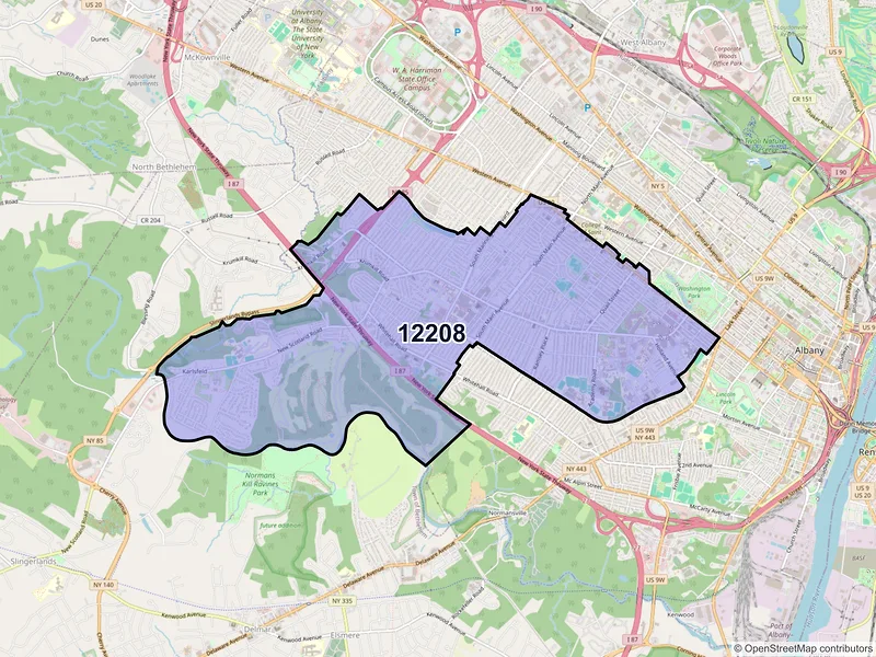 Map of ZIP Code 12208 — Albany, NY