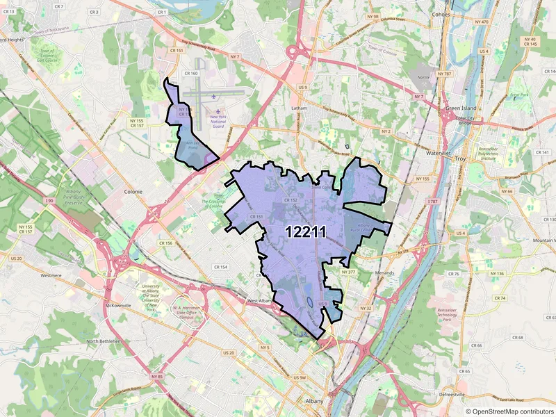 Map of ZIP Code 12211 — Albany, NY