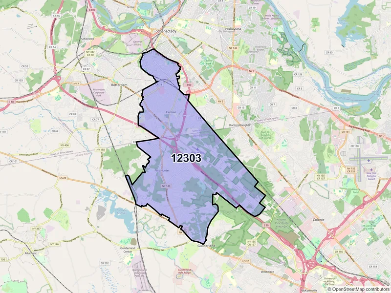 Map of ZIP Code 12303 — Schenectady, NY
