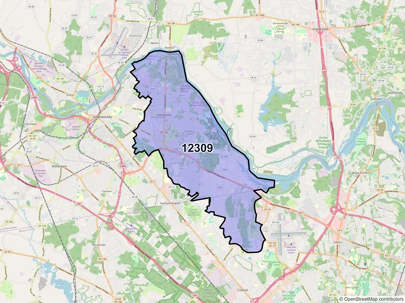 Map of ZIP Code 12309 — Schenectady, NY