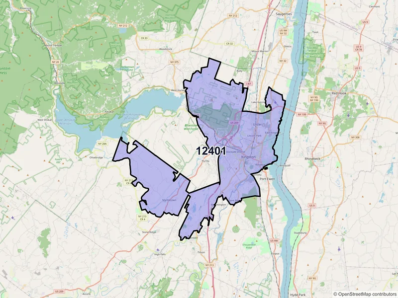 Map of ZIP Code 12401 — Kingston, NY