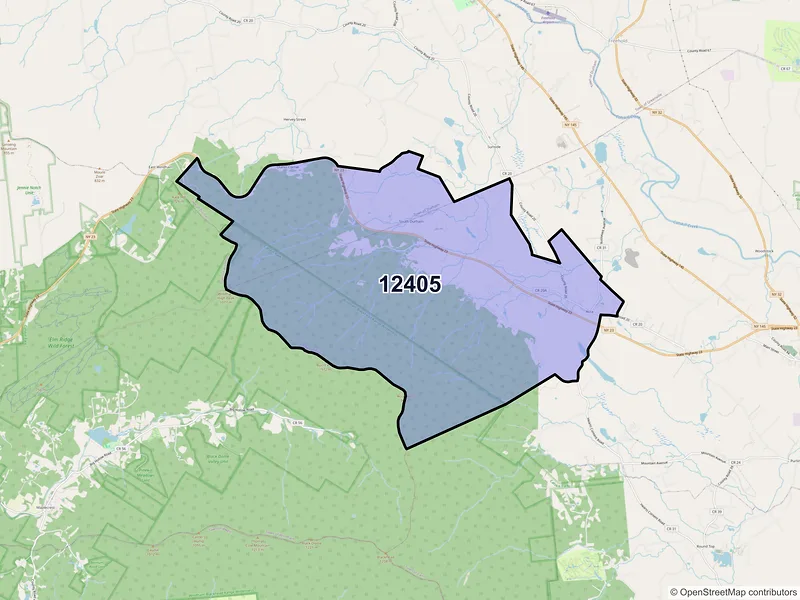 Map of ZIP Code 12405 — Acra, NY