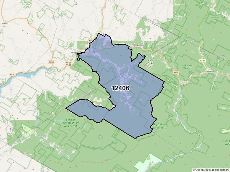 Map of Arkville, New York and ZIP codes