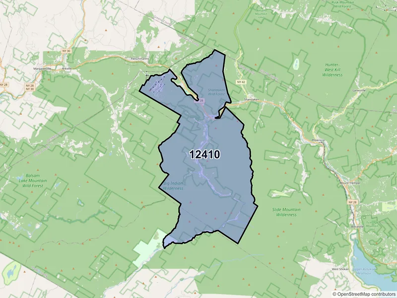 Map of ZIP Code 12410 — Big Indian, NY