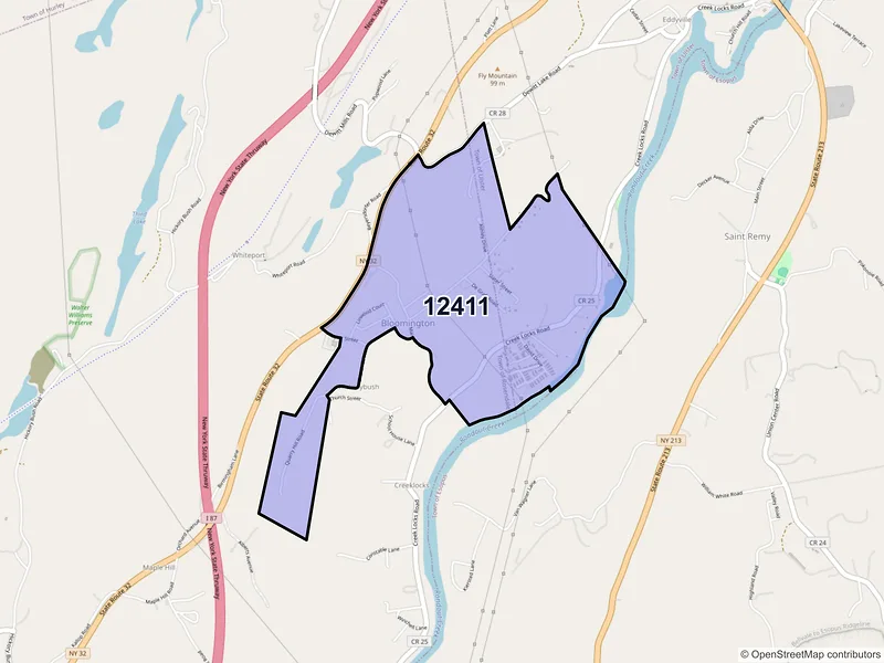 Map of ZIP Code 12411 — Bloomington, NY