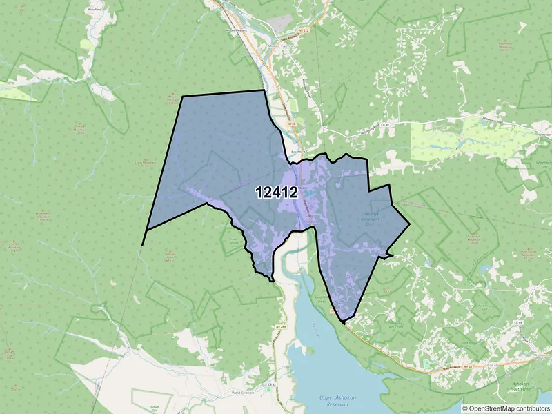 Map of ZIP Code 12412 — Boiceville, NY