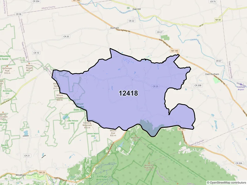 Map of ZIP Code 12418 — Cornwallville, NY