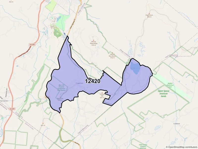 Map of Cragsmoor, New York and ZIP codes