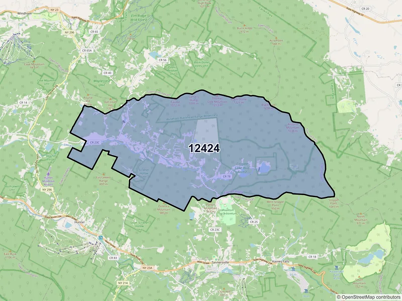 Map of ZIP Code 12424 — East Jewett, NY