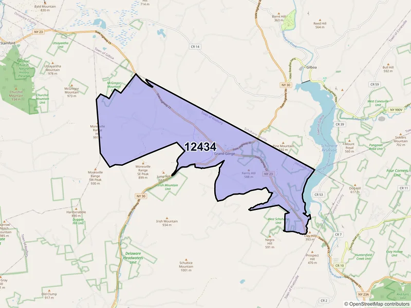 Map of ZIP Code 12434 — Grand Gorge, NY