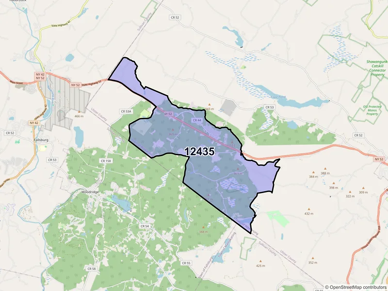 Map of Greenfield Park, New York and ZIP codes