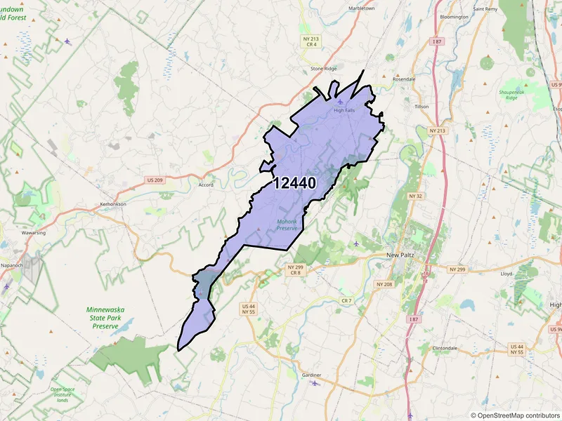 Map of ZIP Code 12440 — High Falls, NY