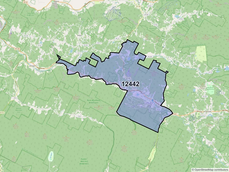 Map of ZIP Code 12442 — Hunter, NY