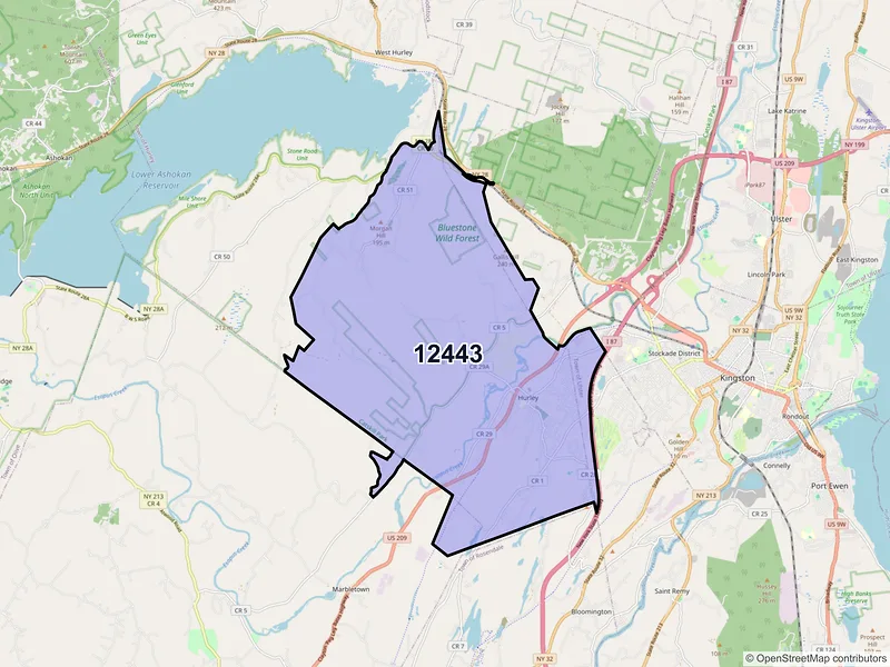 Map of ZIP Code 12443 — Hurley, NY