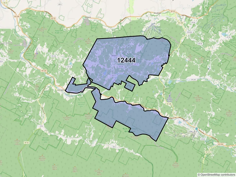Map of ZIP Code 12444 — Jewett, NY