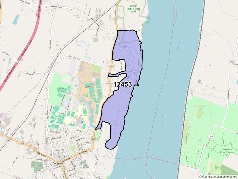 Map of Malden on Hudson, New York and ZIP codes