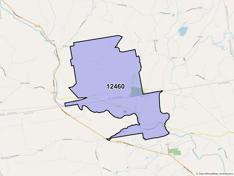 Map of ZIP Code 12460 — Oak Hill, NY