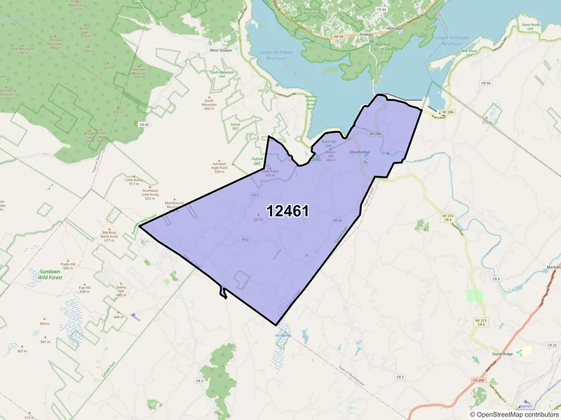 Map of ZIP Code 12461 — Olivebridge, NY