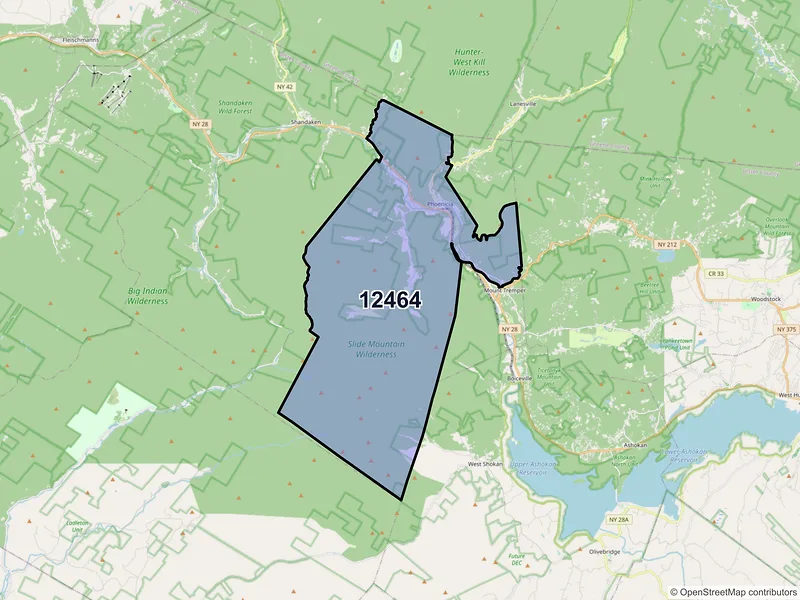 Map of ZIP Code 12464 — Phoenicia, NY