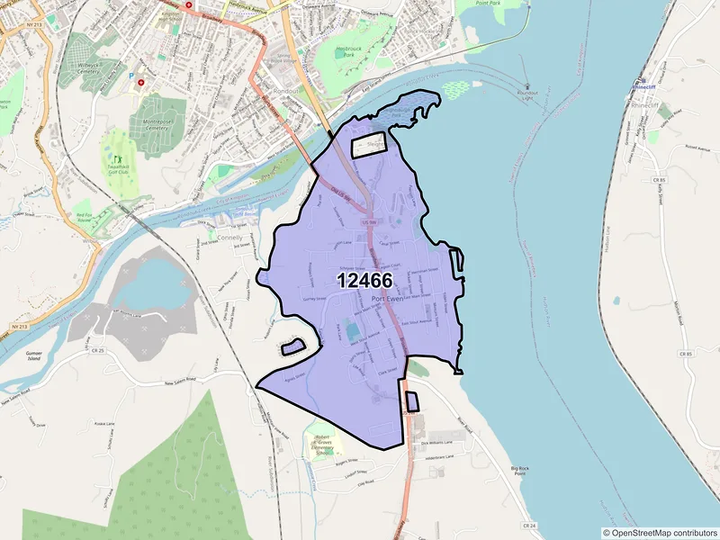 Map of Port Ewen, New York and ZIP codes