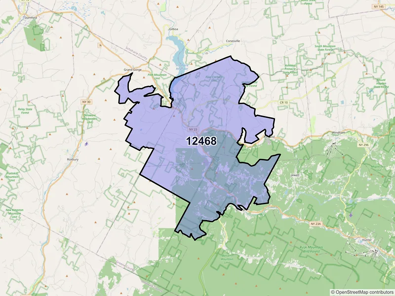 Map of ZIP Code 12468 — Prattsville, NY