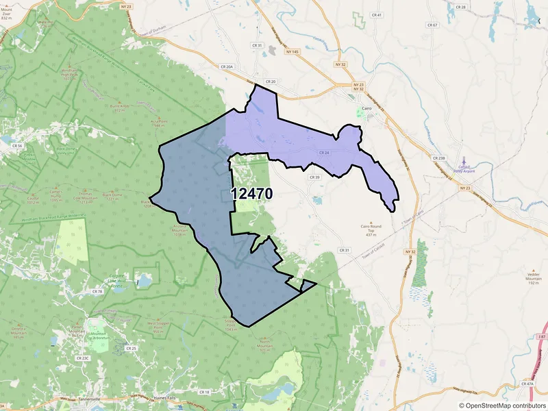 Map of ZIP Code 12470 — Purling, NY