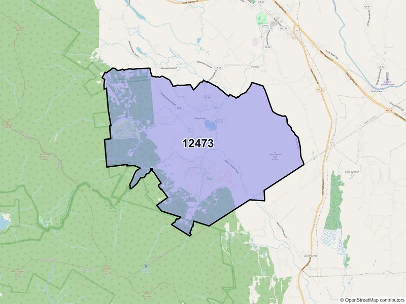 Map of Round Top, New York and ZIP codes