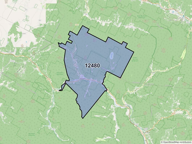 Map of ZIP Code 12480 — Shandaken, NY