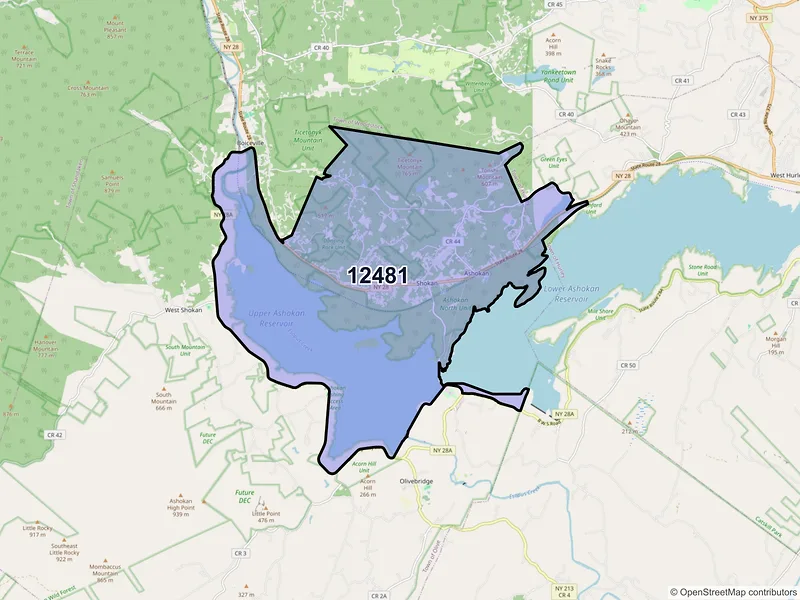 Map of Shokan, New York and ZIP codes